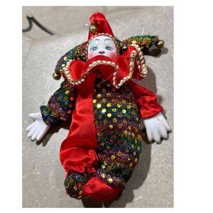 Taotenish Clown Doll Porcelain Clown Model Porcelain Doll Circus Props‎ Delicate